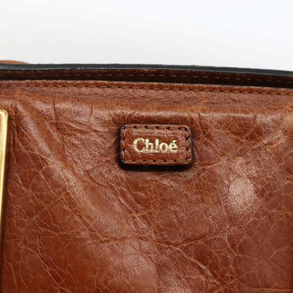 Chloe Etel Hand Bag Leather Brown Gold Auth 172853