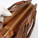 Chloe Etel Hand Bag Leather Brown Gold Auth 172853-6