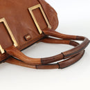 Chloe Etel Hand Bag Leather Brown Gold Auth 172853-7