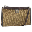 Christian Dior Trotter Canvas Shoulder Bag Brown Gold Auth 172857-1