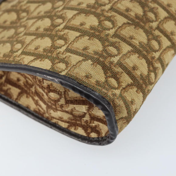 Christian Dior Trotter Canvas Shoulder Bag Brown Gold Auth 172857