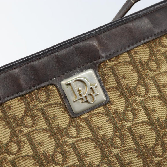 Christian Dior Trotter Canvas Shoulder Bag Brown Gold Auth 172857