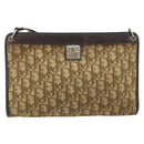Christian Dior Trotter Canvas Shoulder Bag Brown Gold Auth 172857-13