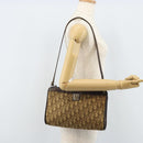 Christian Dior Trotter Canvas Shoulder Bag Brown Gold Auth 172857-21