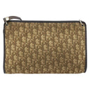 Christian Dior Trotter Canvas Shoulder Bag Brown Gold Auth 172857-2