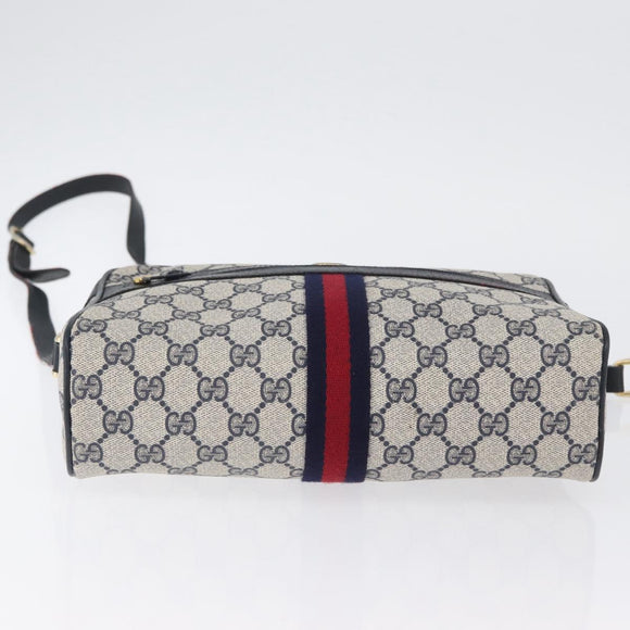 GUCCI GG Supreme Sherry Line Shoulder Bag PVC Navy Gold 001 4071 5 Auth 172858