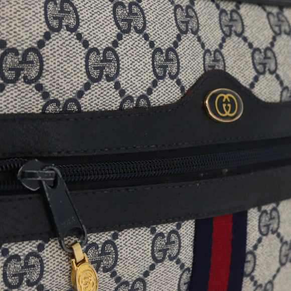 GUCCI GG Supreme Sherry Line Shoulder Bag PVC Navy Gold 001 4071 5 Auth 172858