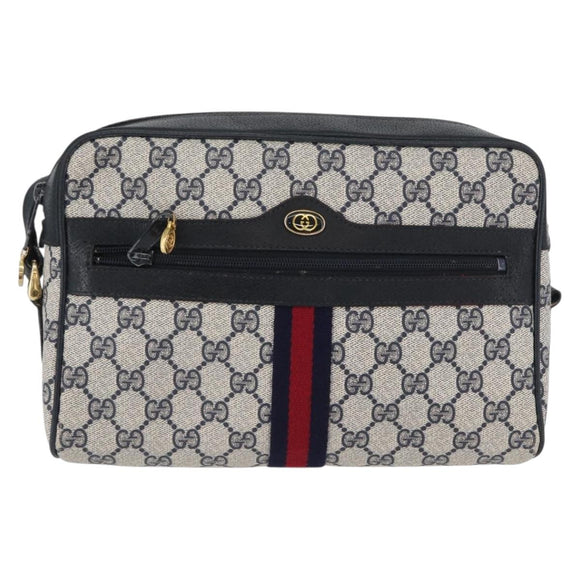 GUCCI GG Supreme Sherry Line Shoulder Bag PVC Navy Gold 001 4071 5 Auth 172858
