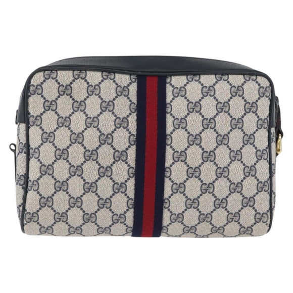GUCCI GG Supreme Sherry Line Shoulder Bag PVC Navy Gold 001 4071 5 Auth 172858
