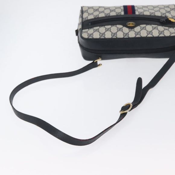 GUCCI GG Supreme Sherry Line Shoulder Bag PVC Navy Gold 001 4071 5 Auth 172858