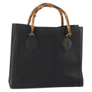 GUCCI Bamboo Hand Bag Leather Black Gold 002 123 0260 Auth 172866-1