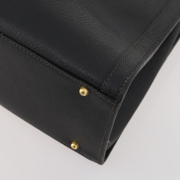 GUCCI Bamboo Hand Bag Leather Black Gold 002 123 0260 Auth 172866