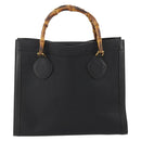 GUCCI Bamboo Hand Bag Leather Black Gold 002 123 0260 Auth 172866-2