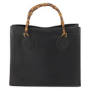 GUCCI Bamboo Hand Bag Leather Black Gold 002 123 0260 Auth 172866-3