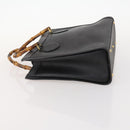 GUCCI Bamboo Hand Bag Leather Black Gold 002 123 0260 Auth 172866-7