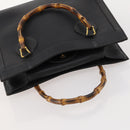 GUCCI Bamboo Hand Bag Leather Black Gold 002 123 0260 Auth 172866-8