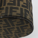 FENDI Zucca Canvas Vanity Handtasche Schwarz Braun Auth 172874-16