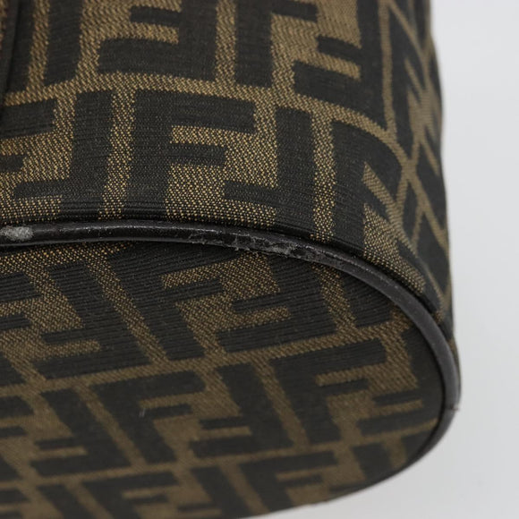 FENDI Zucca Canvas Vanity Handtasche Schwarz Braun Auth 172874