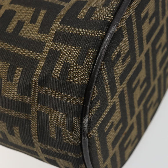 FENDI Zucca Canvas Vanity Handtasche Schwarz Braun Auth 172874