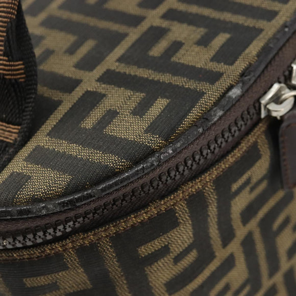 FENDI Zucca Canvas Vanity Handtasche Schwarz Braun Auth 172874