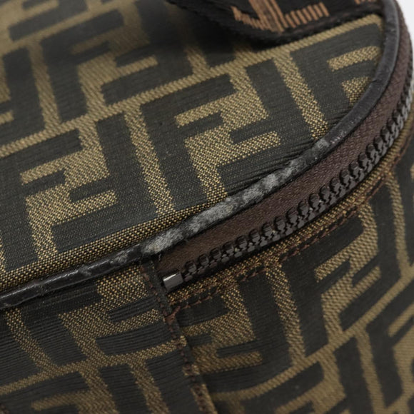 FENDI Zucca Canvas Vanity Handtasche Schwarz Braun Auth 172874