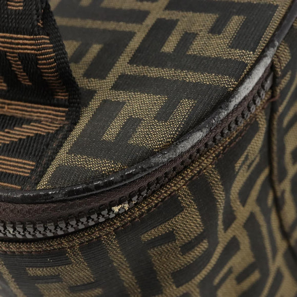 FENDI Zucca Canvas Vanity Handtasche Schwarz Braun Auth 172874