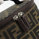 FENDI Zucca Canvas Vanity Handtasche Schwarz Braun Auth 172874-12