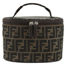 FENDI Zucca Canvas Vanity Handtasche Schwarz Braun Auth 172874-13