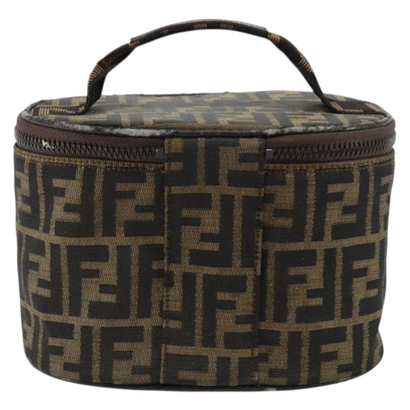 FENDI Zucca Canvas Vanity Handtasche Schwarz Braun Auth 172874