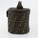 FENDI Zucca Canvas Vanity Handtasche Schwarz Braun Auth 172874-3
