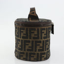 FENDI Zucca Canvas Vanity Handtasche Schwarz Braun Auth 172874-4