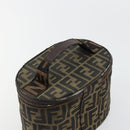 FENDI Zucca Canvas Vanity Handtasche Schwarz Braun Auth 172874-6