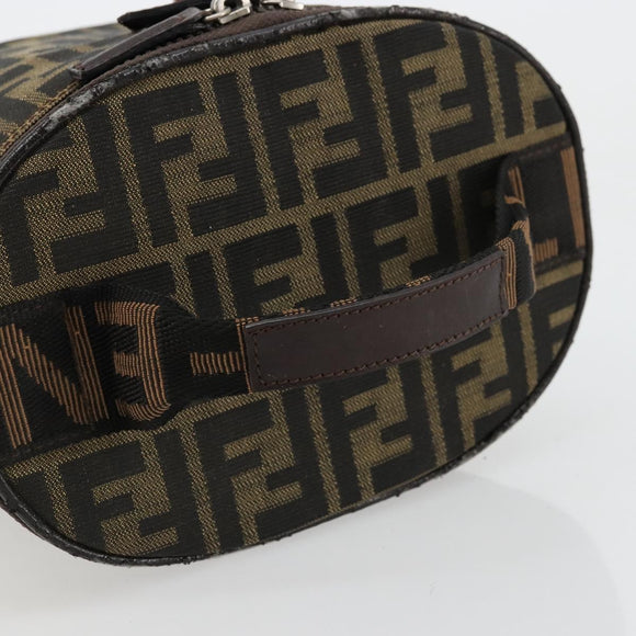 FENDI Zucca Canvas Vanity Handtasche Schwarz Braun Auth 172874
