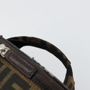 FENDI Zucca Canvas Vanity Handtasche Schwarz Braun Auth 172874-8