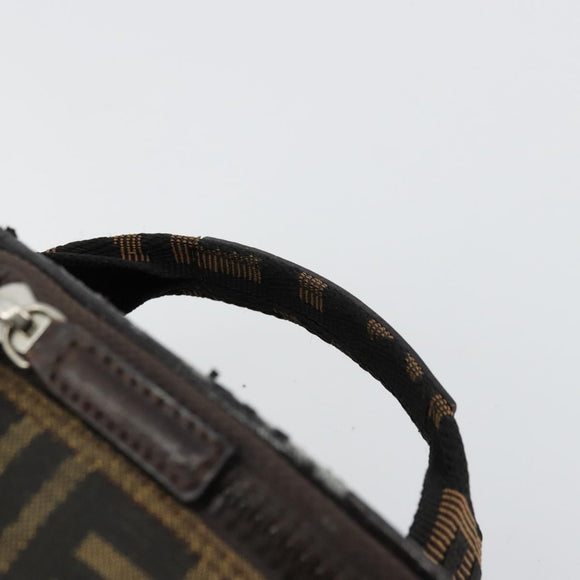 FENDI Zucca Canvas Vanity Handtasche Schwarz Braun Auth 172874