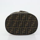 FENDI Zucca Canvas Vanity Handtasche Schwarz Braun Auth 172874-5