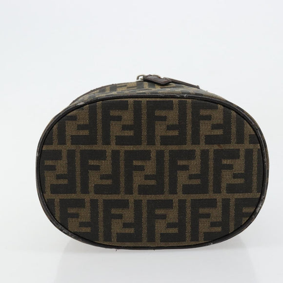 FENDI Zucca Canvas Vanity Handtasche Schwarz Braun Auth 172874