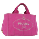 PRADA Canapa PM Hand Bag Canvas Pink Gold Auth 172879-1