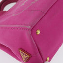 PRADA Canapa PM Hand Bag Canvas Pink Gold Auth 172879-9