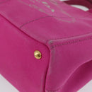 PRADA Canapa PM Hand Bag Canvas Pink Gold Auth 172879-14