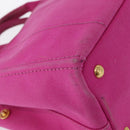 PRADA Canapa PM Hand Bag Canvas Pink Gold Auth 172879-15
