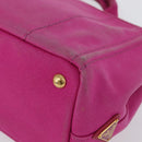 PRADA Canapa PM Hand Bag Canvas Pink Gold Auth 172879-16