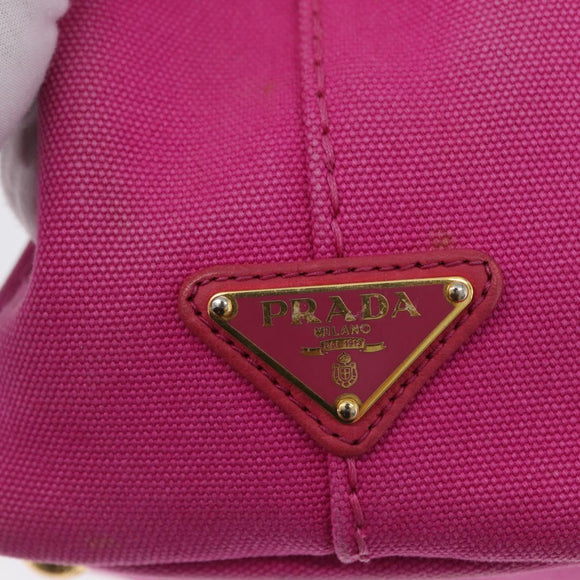 PRADA Canapa PM Hand Bag Canvas Pink Gold Auth 172879