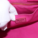 PRADA Canapa PM Hand Bag Canvas Pink Gold Auth 172879-10