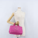 PRADA Canapa PM Hand Bag Canvas Pink Gold Auth 172879-23