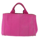 PRADA Canapa PM Hand Bag Canvas Pink Gold Auth 172879-2