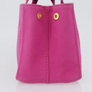 PRADA Canapa PM Hand Bag Canvas Pink Gold Auth 172879-3