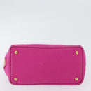 PRADA Canapa PM Hand Bag Canvas Pink Gold Auth 172879-5