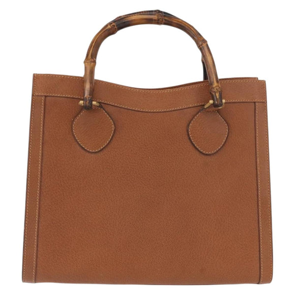 GUCCI Bamboo Hand Bag Leather Brown Gold 002 123 0260 Auth 172890