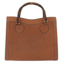 GUCCI Bamboo Hand Bag Leather Brown Gold 002 123 0260 Auth 172890-2